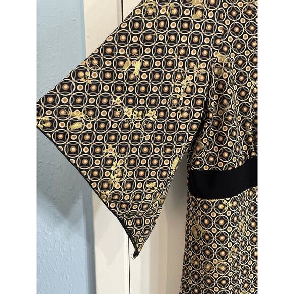 VTG Y2K Babydoll Blouse Medium Gold Abstract Whimsygoth Flutter Sleeve 90s - Picture 3 of 6